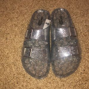 Silver Glitter see through sandals